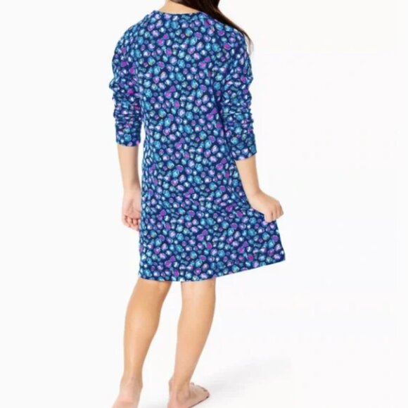 Lilly Pulitzer girls mini beachcomber dress Seabreeze blue low tide navy spotted - Picture 3 of 12